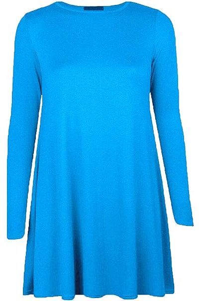 Plain Ladies Swing Dress Top Dress WearAll Turquoise 8-10