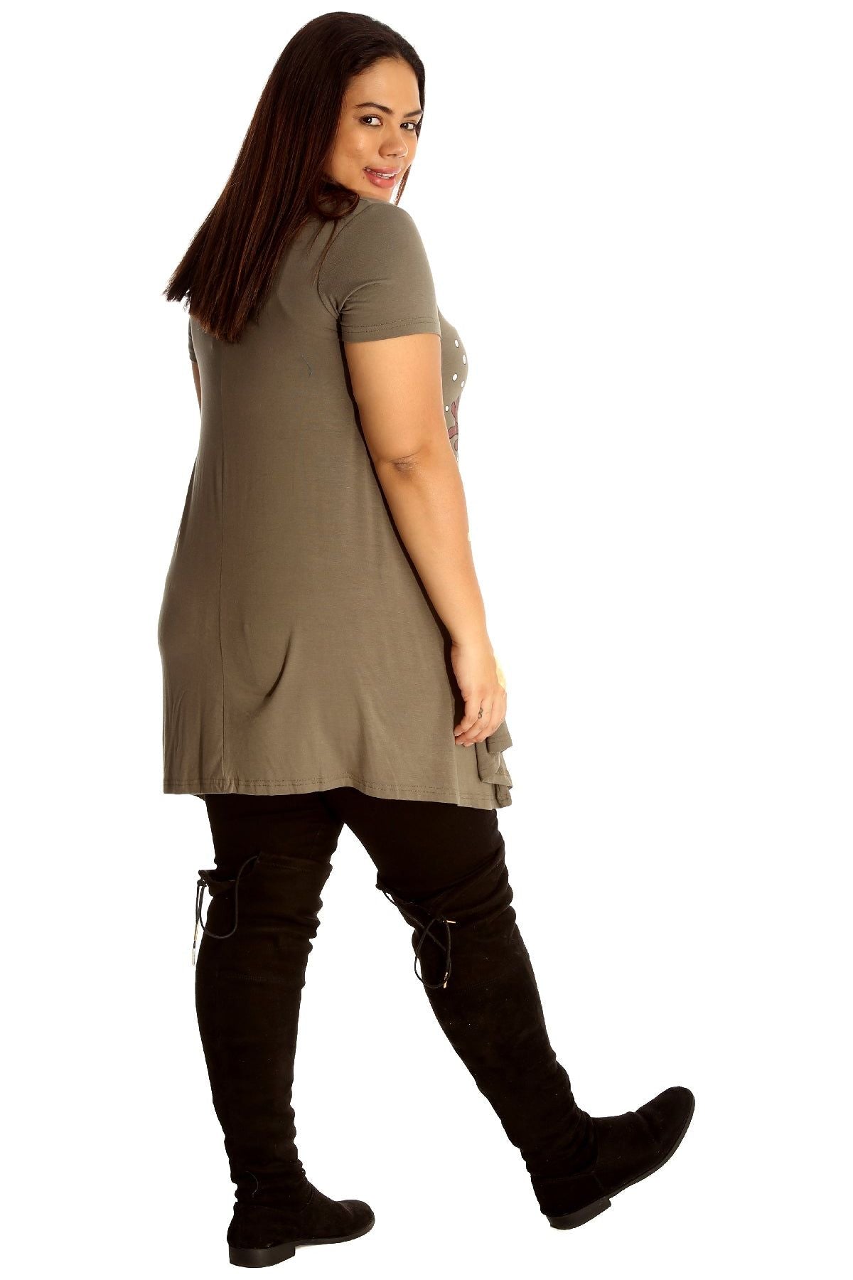 Rudolph on Wall Print Hanky Hem Short Sleeve Top Apparel & Accessories WearAll