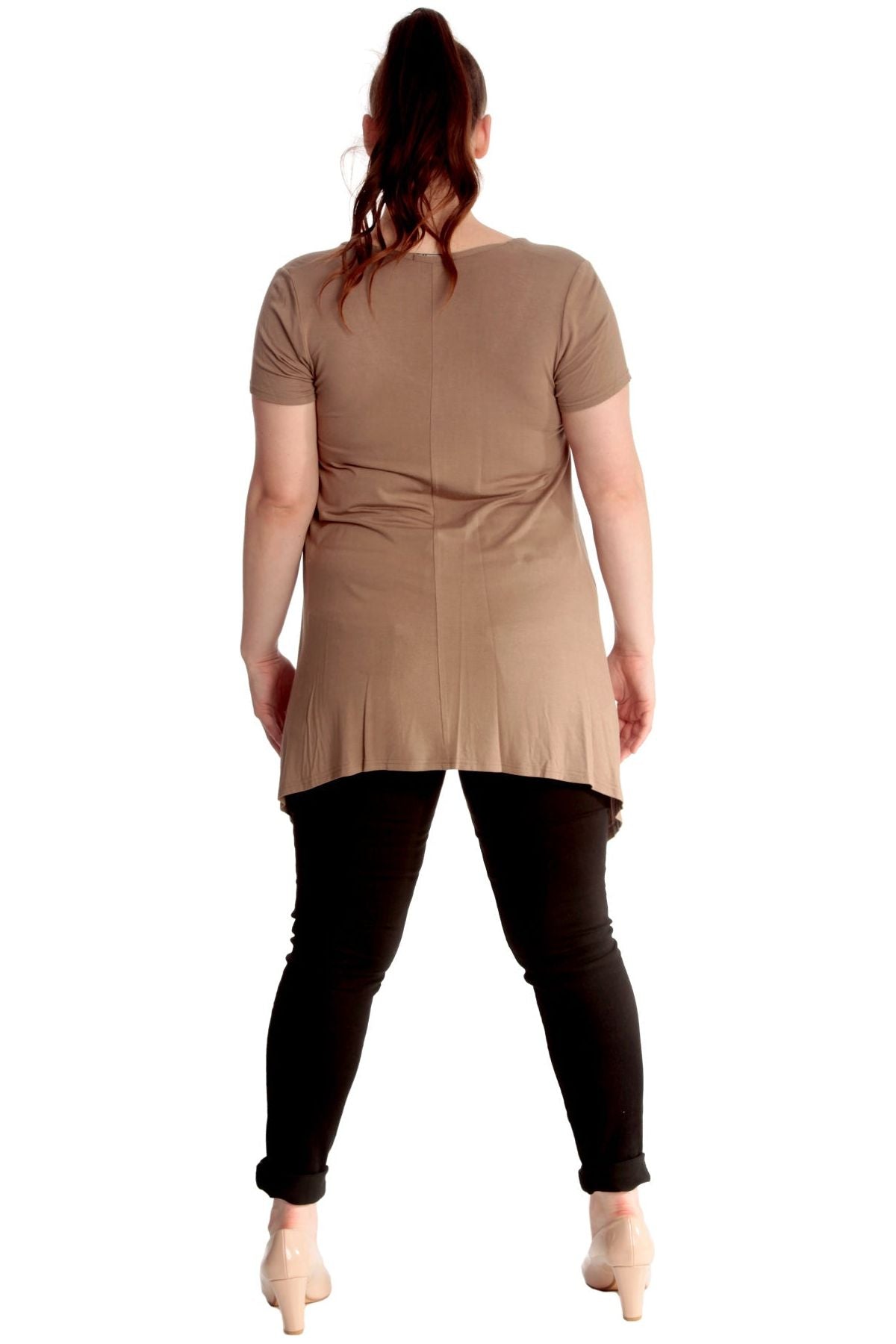 Leopard Print Hanky Hem Short Sleeve Top