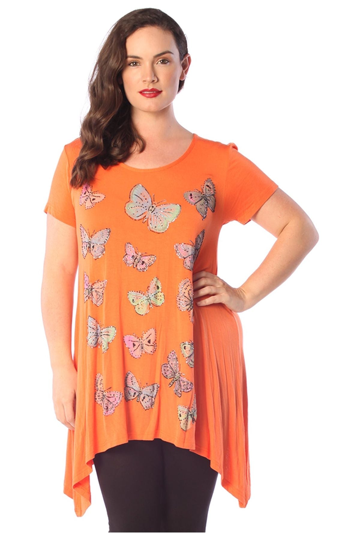 Butterfly Hanky Hem Short Sleeve Top