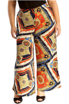 Plus Size Baroque Paisley Print Palazzo Trouser Palazzo WearAll Red 16-18
