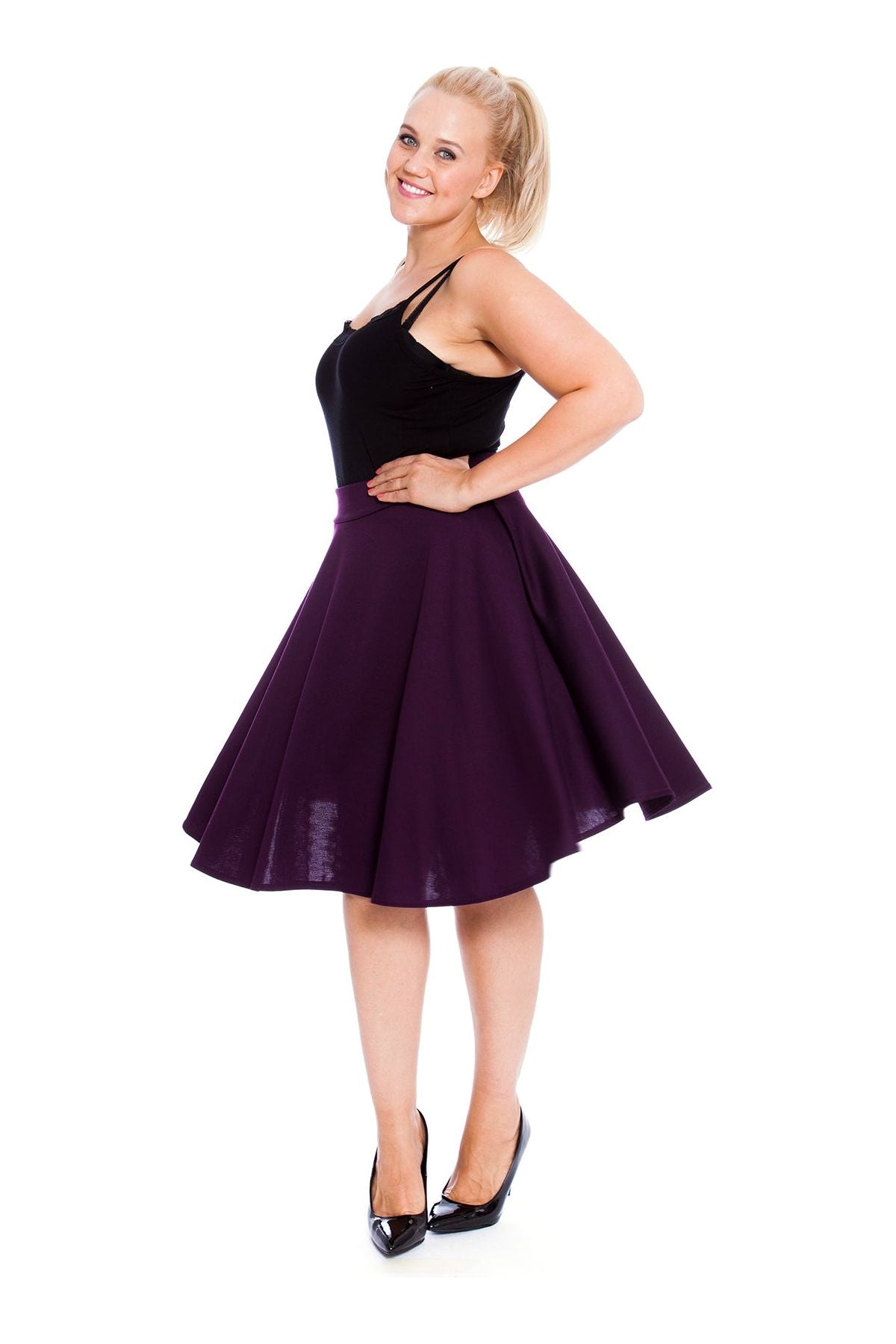 Flared Elastic Waist Skirt – Skater Style Skirt WearAll