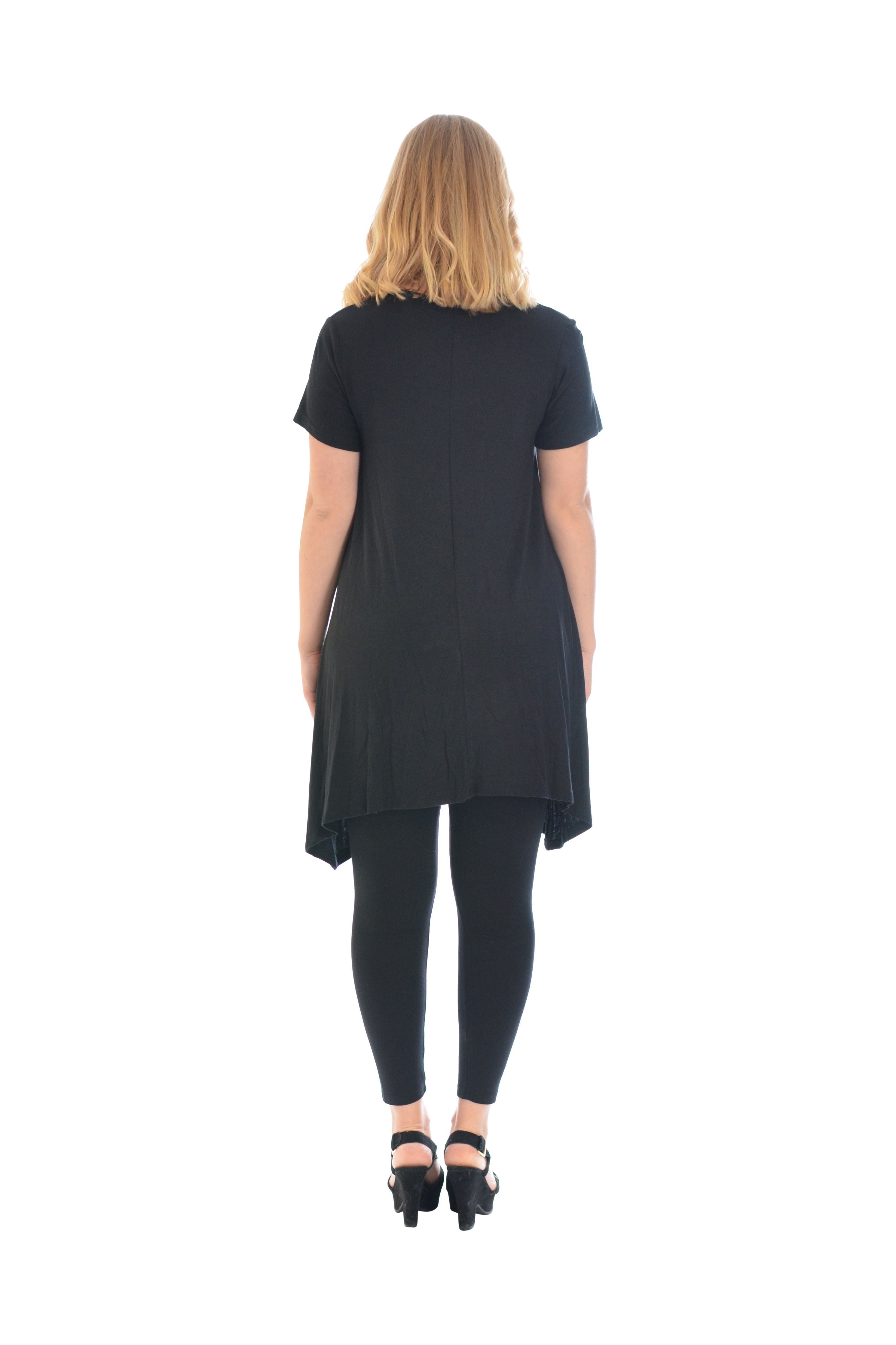 Leopard Print Studded Heart Hanky Hem Short Sleeve Top Apparel & Accessories WearAll