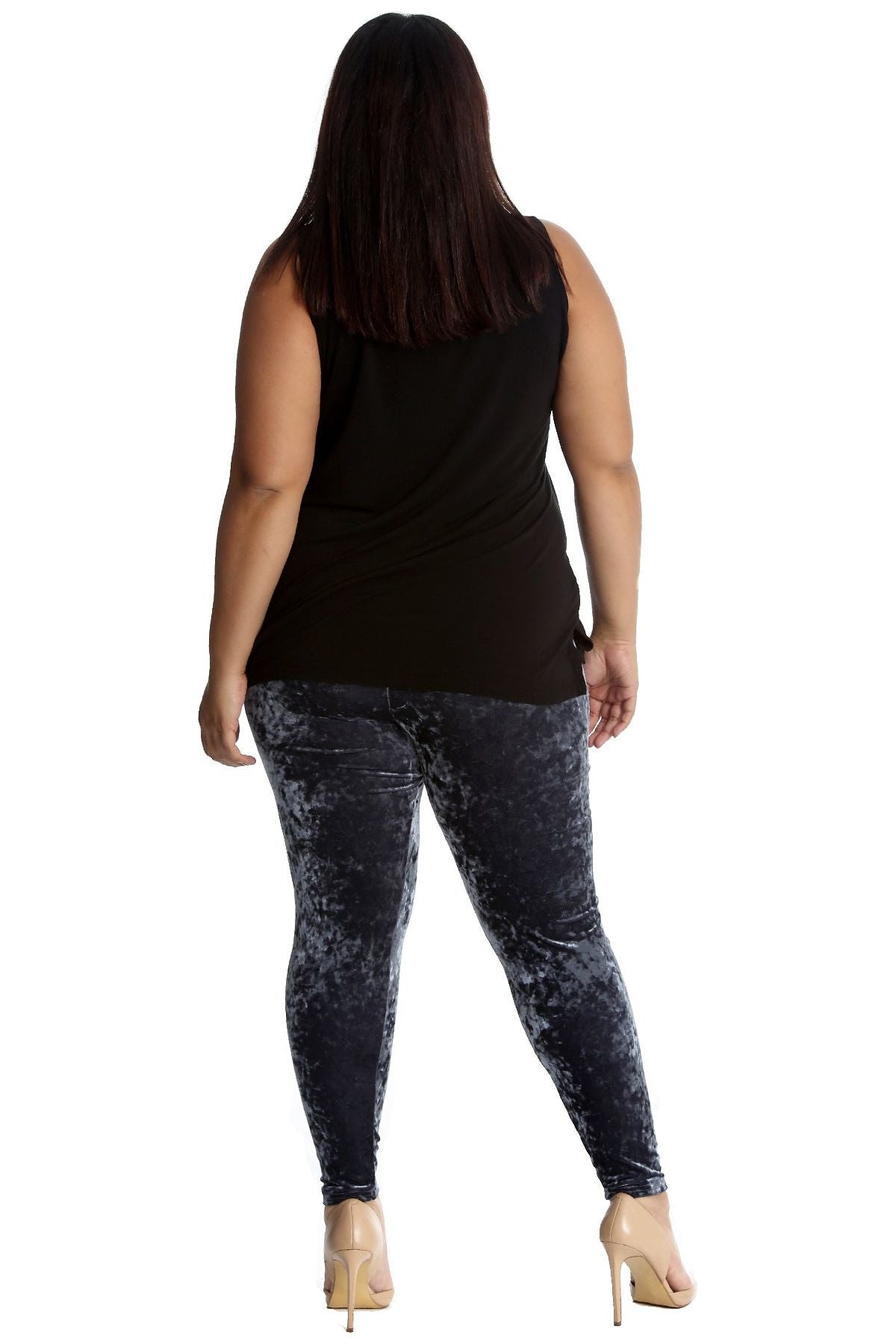 Full Length Crushed Velour Velvet Leggings Leggings WearAll