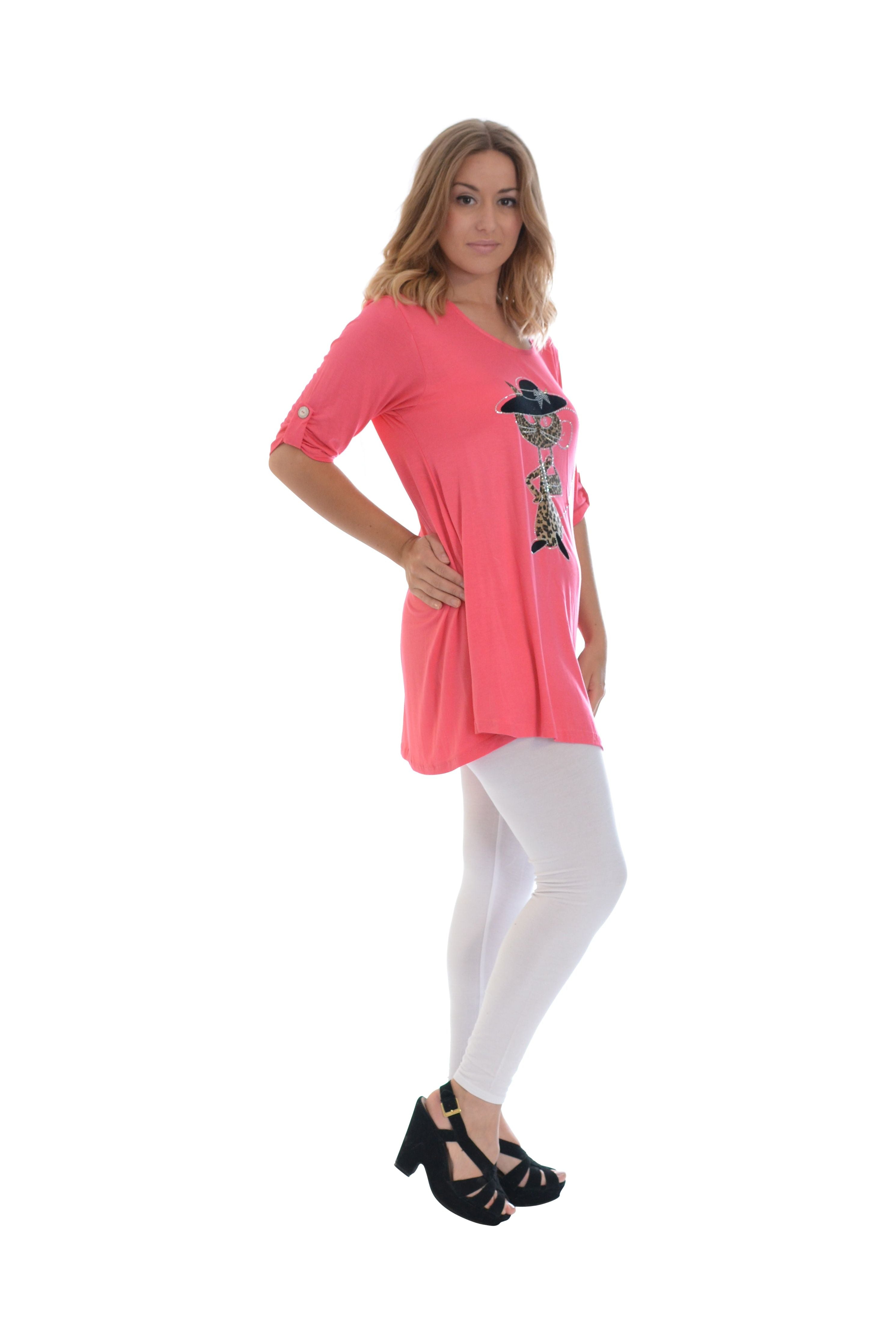 Cat With Hat Stud 2 Button Top Apparel & Accessories WearAll