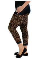 Cropped Leopard Lace Trim Leggings Leggings WearAll