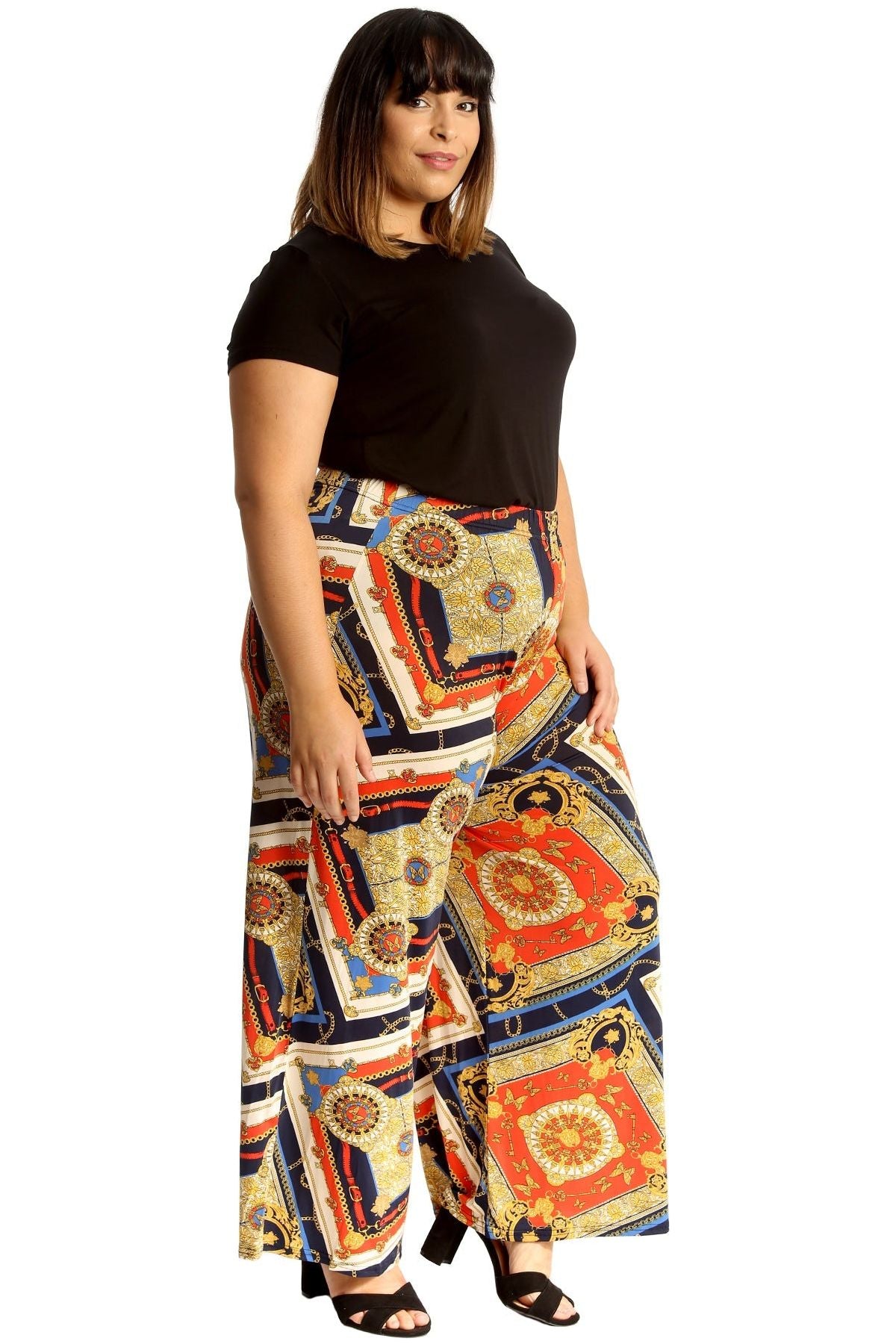 Plus Size Baroque Paisley Print Palazzo Trouser Palazzo WearAll