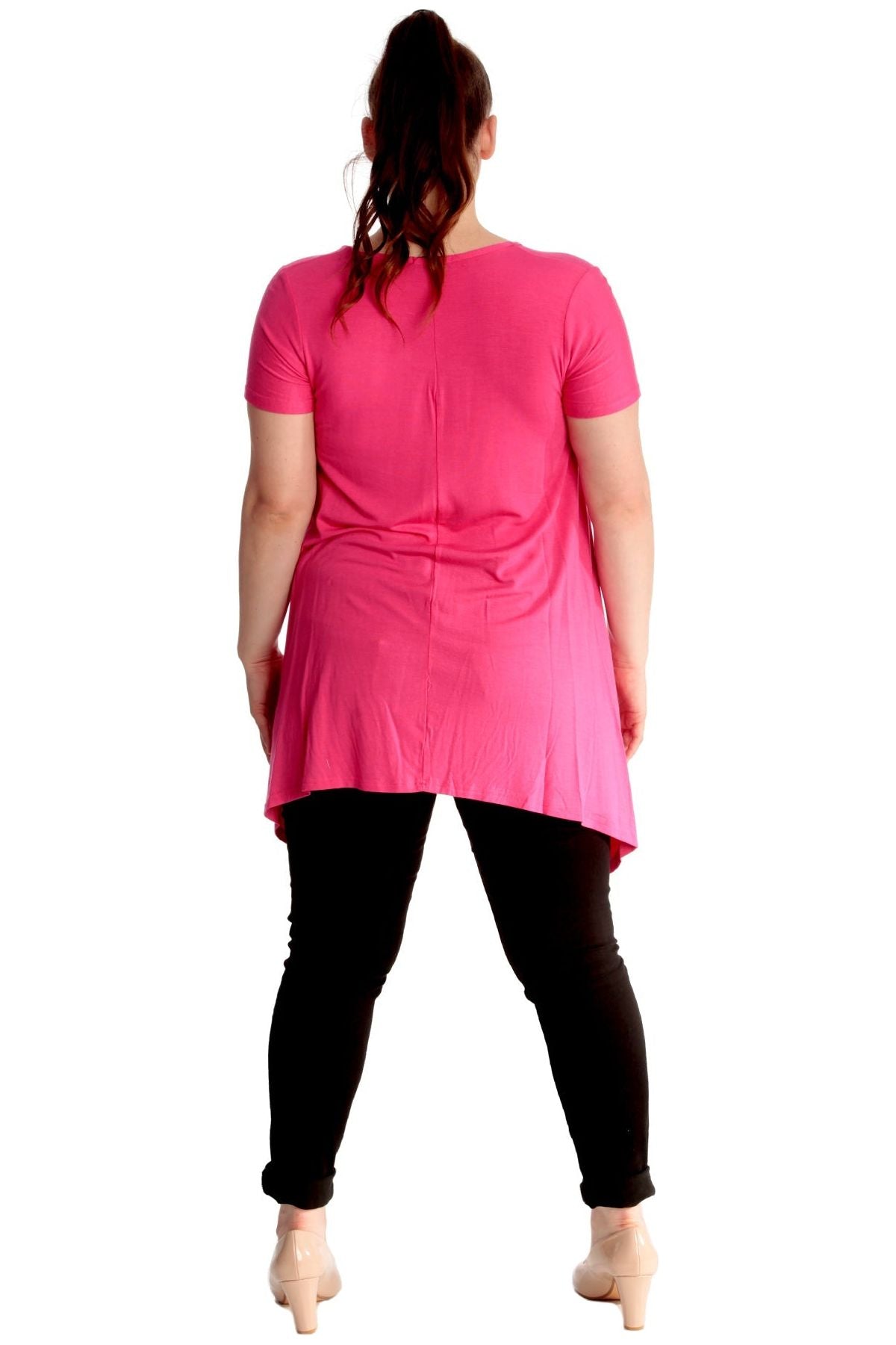 Leopard Print Hanky Hem Short Sleeve Top