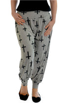 Cross Print Harem Trousers Trousers WearAll Grey Cross 8-10