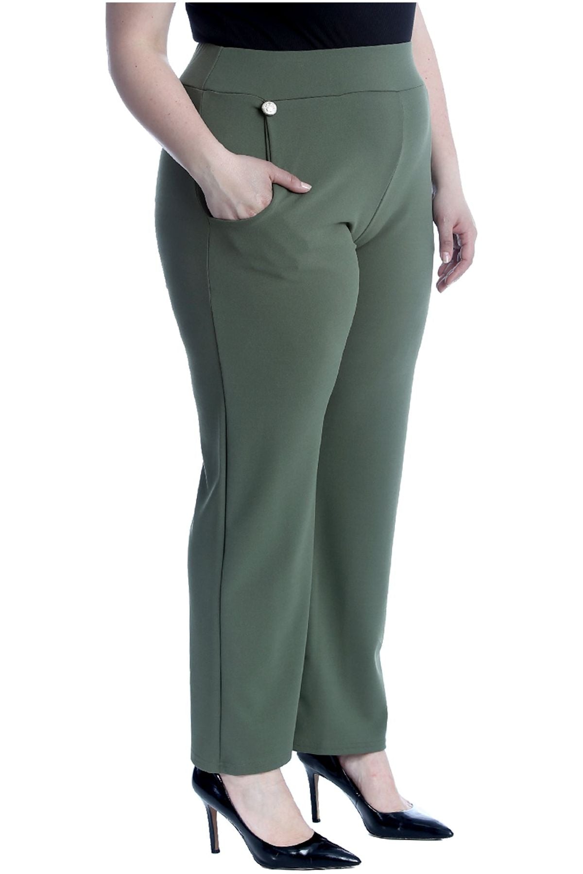 Plus Button Embellished Pocket Palazzo Trousers Trousers WearAll