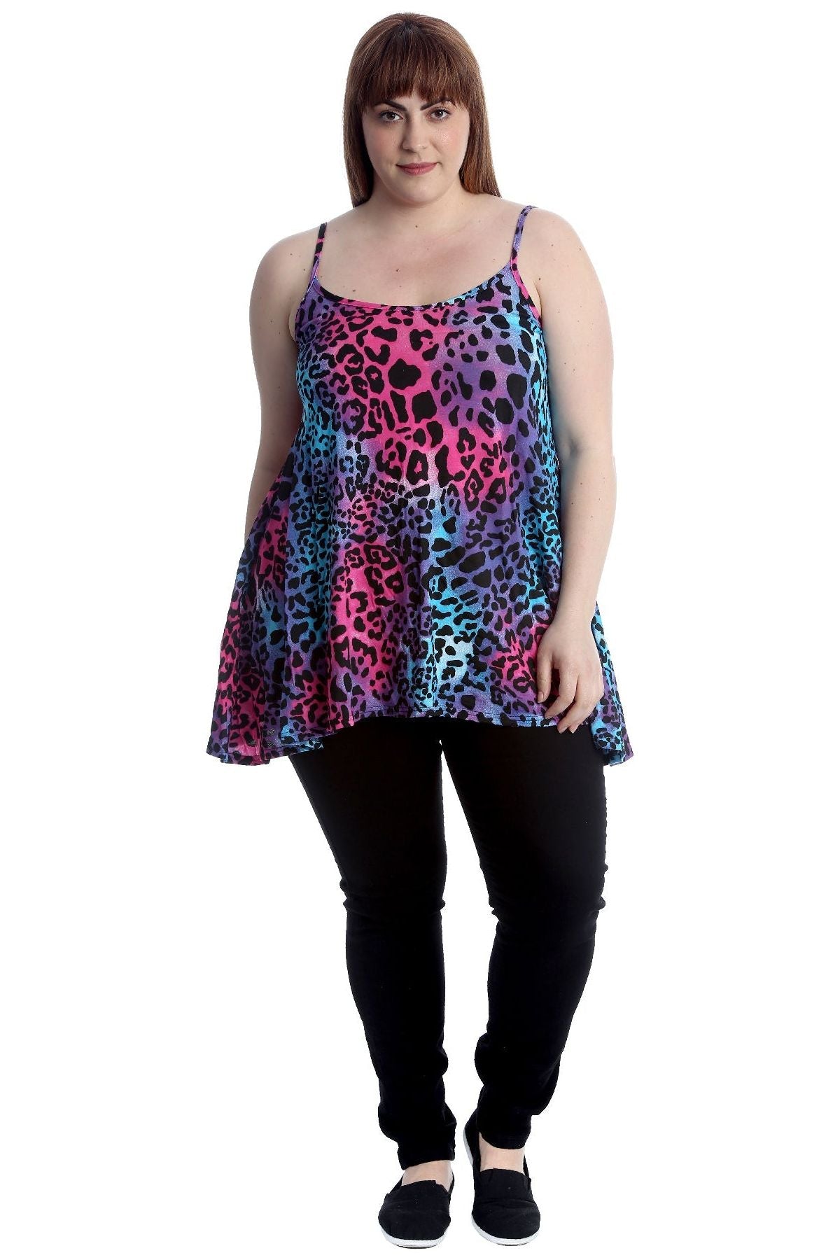 Plus Size Multi Color Leopard Strappy Dress Vest Top Dress WearAll
