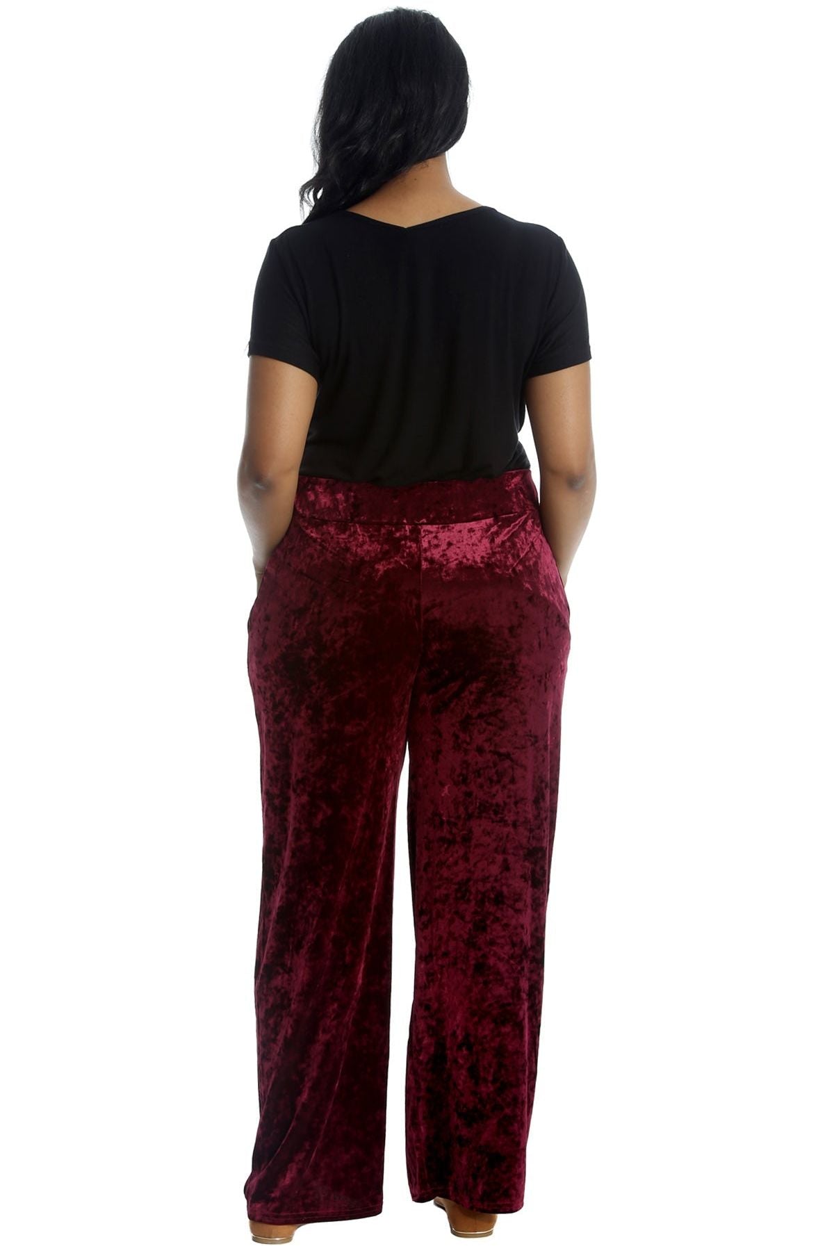 Velour Velvet Wide Flared Leg Pocket Palazzo Palazzo WearAll