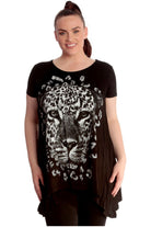 Leopard Print Hanky Hem Short Sleeve Top Tops WearAll