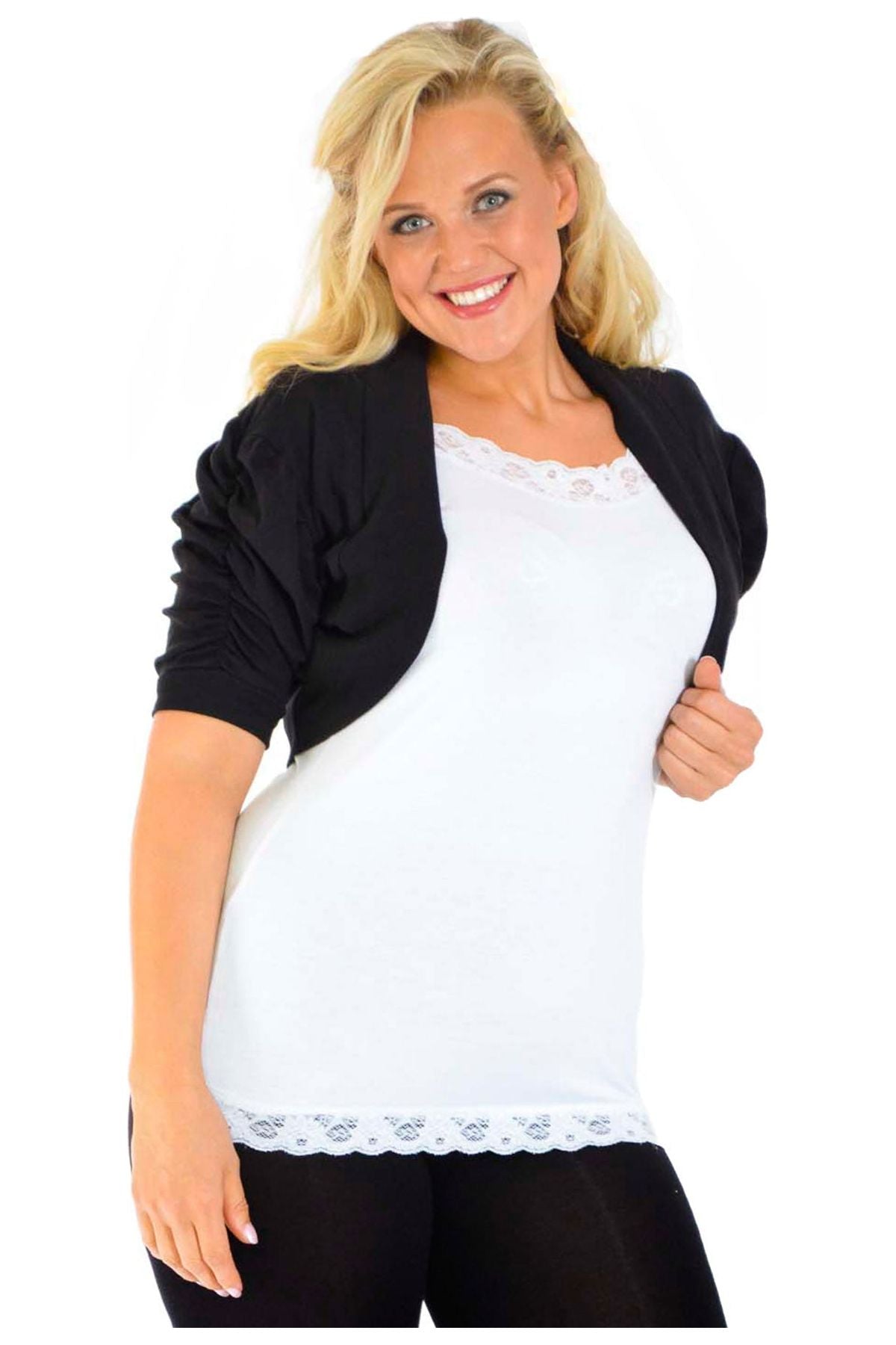 Puff Sleeve Bolero Shrug Tops WearAll Black 8-10