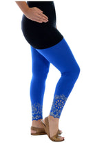 Plus Size Sequin Scallop Beaded Flower Petal Leggings Leggings WearAll Royal Blue 16-18