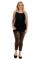Cropped Leopard Lace Trim Leggings Leggings WearAll