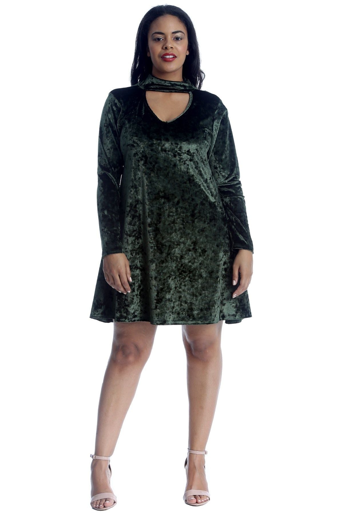 Plus Size Plain Velvet Swing Top Dress WearAll