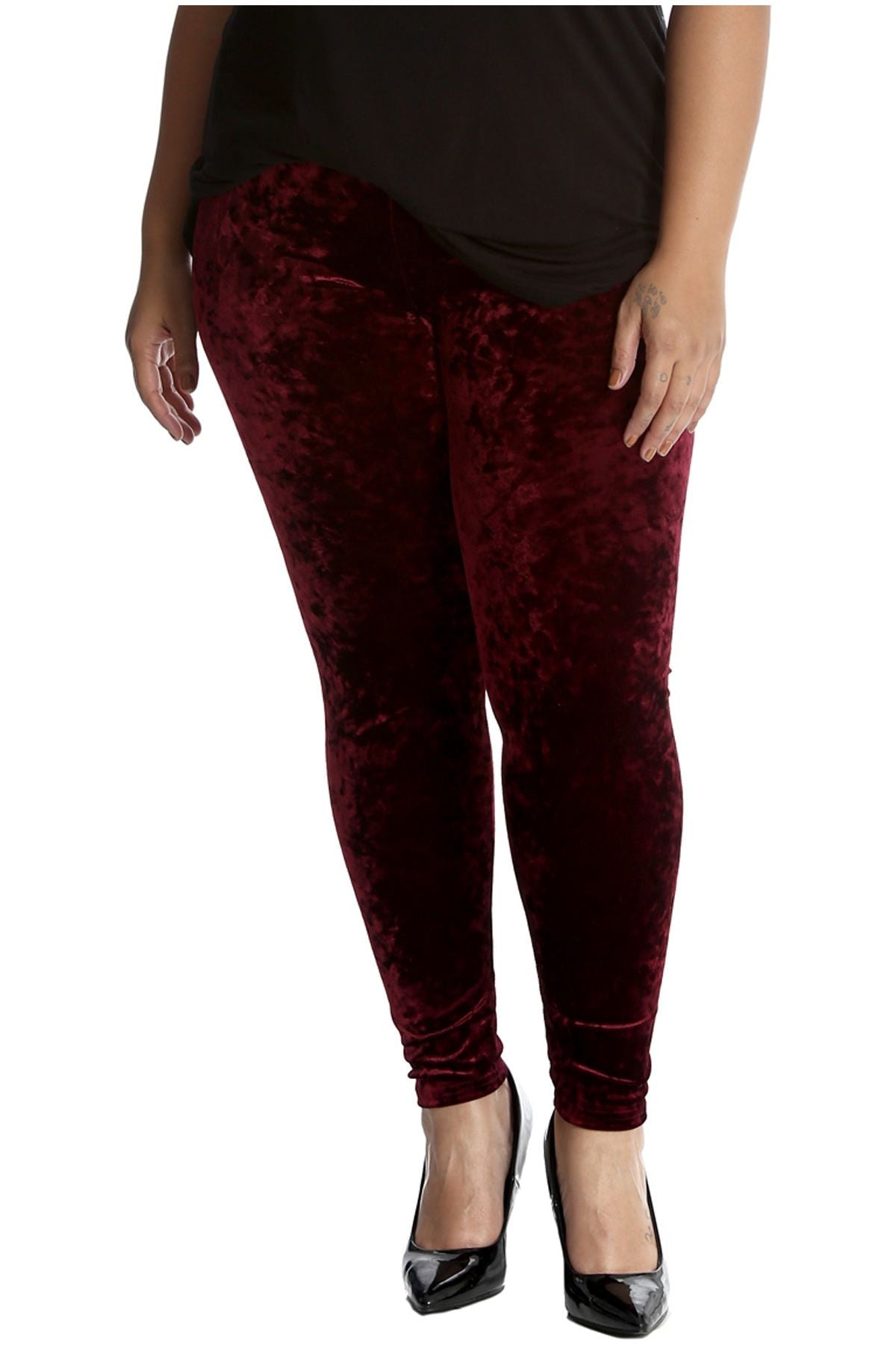 Full Length Crushed Velour Velvet Leggings Leggings WearAll