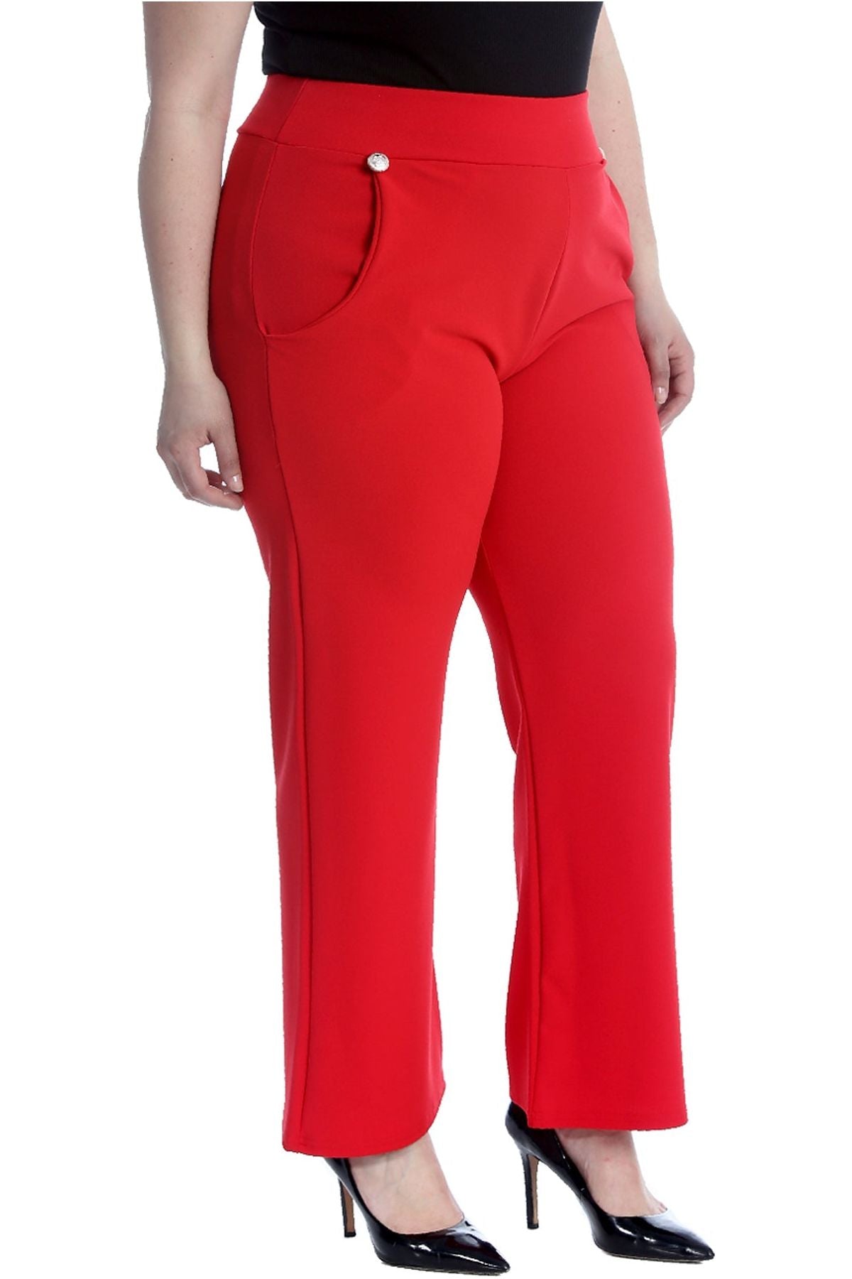 Plus Button Embellished Pocket Palazzo Trousers Trousers WearAll