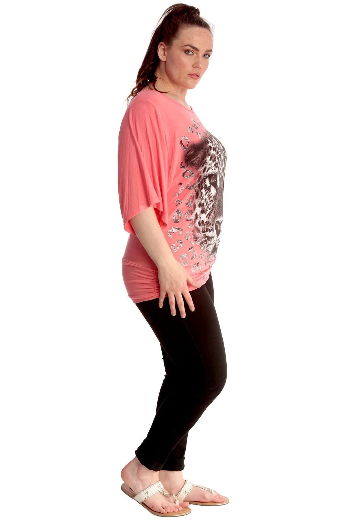 Tiger Print Glitter Batwing Top Tops WearAll