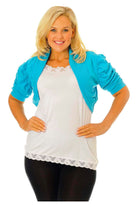 Puff Sleeve Bolero Shrug Tops WearAll Turquoise 8-10