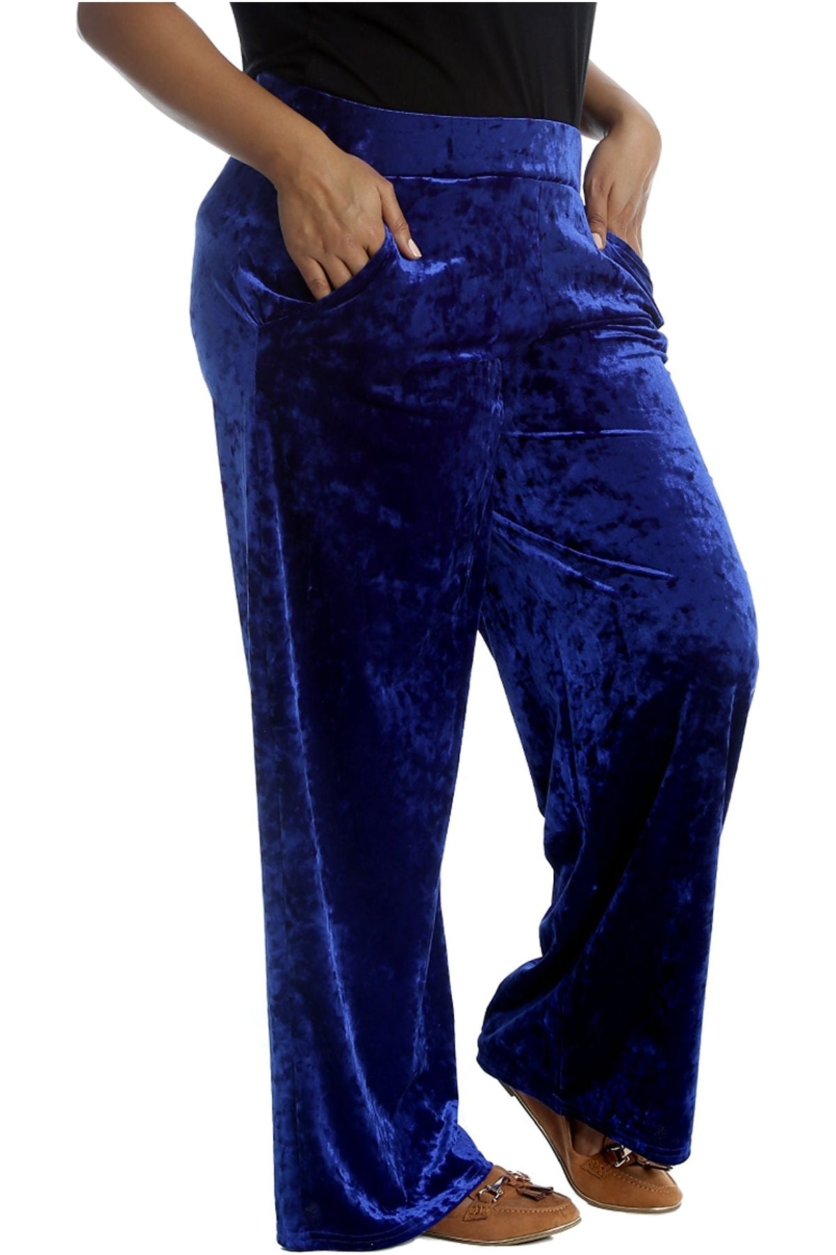 Velour Velvet Wide Flared Leg Pocket Palazzo Palazzo WearAll