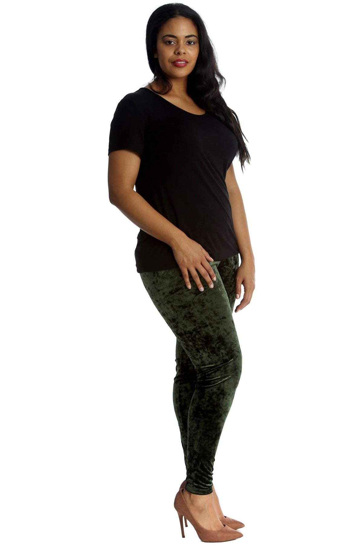 Full Length Crushed Velour Velvet Leggings Leggings WearAll